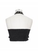 Punk Style Cotton Knitted Neckline Skull Metal Ring Link Spike Rivet Necklace Black Mini Vest