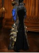 Gilded Gorgeous Noble Mercerized Black Golden Gothic Punk Ruffles Slim Fit European Sexy Fishtail Skirt