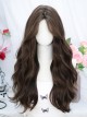 Shiny Brown Fluffy Sweet Elegant Mid-Split Long Wavy Curls Hair Classic Lolita Full Head Wig