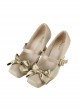 Moonlight Ball Series Elegant Ballet Bowknot Classic Lolita Mercerized Square Toe Mid Heels Shoes