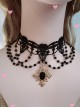 Gorgeous Baroque Style Diamond Cross Black Imitation Jewelry Beads Chain Gothic Lolita Lace Necklace