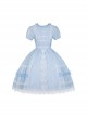 Wish Series Doll Sense Ruffles Round Neckline Heart Shape Lace Bowknot Sweet Lolita Puff Sleeves Dress