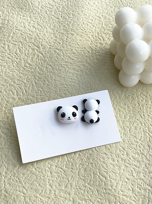 Sweet Cute Cartoon Black White Panda Kawaii Fashion S925 Silver Needle Earrings