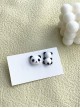 Sweet Cute Cartoon Black White Panda Kawaii Fashion S925 Silver Needle Earrings