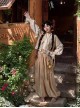 Nomadic Girl Series Khaki Loose Kawaii Fashion Han Element Shirt Lantern Pants Hanfu Linen Short Sleeves Cardigan Set