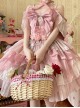 Little Flower Fairy Series Pink Flower Wedding Elegant Gorgeous Mercerized Satin Bowknot Lace Sweet Lolita Halter Dress Set