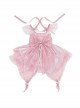 Little Flower Fairy Series Pink Flower Wedding Elegant Gorgeous Mercerized Satin Bowknot Lace Sweet Lolita Halter Dress Set