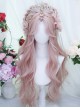 Girl Group Idol Elegant Flower Fairy Taro Light Pink Long Curly Hair Mid Split Sweet Lolita Wig