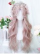 Girl Group Idol Elegant Flower Fairy Taro Light Pink Long Curly Hair Mid Split Sweet Lolita Wig