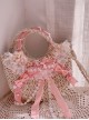 Spring Walk Series Spring Flower Ruffles Lace Ribbon Bowknot Pearl Elegant Sweet Lolita Apricot Straw Handbag