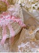 Spring Walk Series Spring Flower Ruffles Lace Ribbon Bowknot Pearl Elegant Sweet Lolita Apricot Straw Handbag