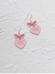 Girl'S Heart Pink Loves Sweet Cute Plastic Ribbon Bowknot Kawaii Fashion S925 Silver Earrings