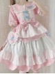 Runaway Sweetheart Series Cute Pink Ruffles Square Lapel Sweet Lolita High Waist Puff Sleeves Dress