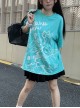 Hatsune Miku Co-Branded Kawaii Fashion Casual Harajuku Style Cool High Saturation Green Cartoon Illustration T-Shirt