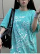 Hatsune Miku Co-Branded Kawaii Fashion Casual Harajuku Style Cool High Saturation Green Cartoon Illustration T-Shirt