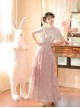 Chinese Style Elements Light Pink Butterfly Neckline Elegant Sweet Plum Flower Hanfu Kawaii Fashion Shirt Skirt Set