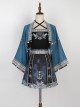 Chinese Style Improved Han Elements Blue Miao Nationality Elegant Kawaii Fashion Camisole Skirt Cardigan Set