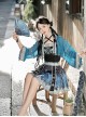 Chinese Style Improved Han Elements Blue Miao Nationality Elegant Kawaii Fashion Camisole Skirt Cardigan Set