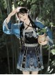 Chinese Style Improved Han Elements Blue Miao Nationality Elegant Kawaii Fashion Camisole Skirt Cardigan Set