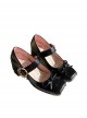 Angel Hymn Series Elegant Star Moon Pearl Buttons Black Ribbon Bowknot Classic Lolita Square Toe Mary Jane Shoes