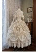 Leiden Manor Series Apricot Gorgeous Palace Style Ruffles Bowknot Lace Flower Wedding Classic Lolita Long Sleeves Dress