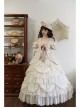 Leiden Manor Series Apricot Gorgeous Palace Style Ruffles Bowknot Lace Flower Wedding Classic Lolita Long Sleeves Dress