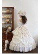 Leiden Manor Series Apricot Gorgeous Palace Style Ruffles Bowknot Lace Flower Wedding Classic Lolita Long Sleeves Dress