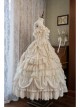 Leiden Manor Series Apricot Gorgeous Palace Style Ruffles Bowknot Lace Flower Wedding Classic Lolita Long Sleeves Dress