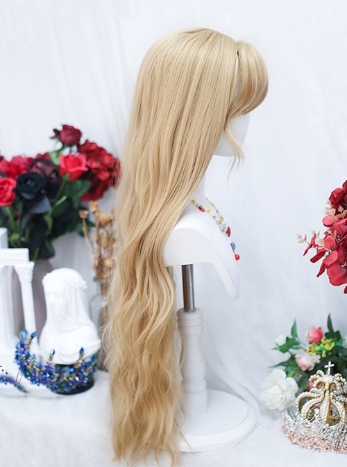 Golden Palace Style Noble Elegant Mid Split Blond Natural Long Curly Hair Classic Lolita Wig