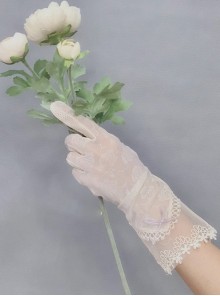 Twilight Light Series Elegant Hong Kong Style Retro Classic Lolita Beautiful White Lace Gloves