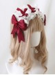 Fairy Tale Style Cute Red Ribbon Bowknot Fluffy 3D White Mesh Yarn Lace Hair Accessory Sweet Lolita Headband