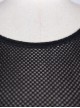 Punk Style Sexy See Through Mesh Side Tie Round Neck Black Long Sleeve T-Shirt