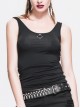 Punk Style Asymmetric Back Hollow Knit Side Metal Chain Black Sleeveless Daily Vest