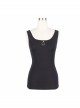 Punk Style Asymmetric Back Hollow Knit Side Metal Chain Black Sleeveless Daily Vest