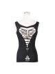 Punk Style Asymmetric Back Hollow Knit Side Metal Chain Black Sleeveless Daily Vest