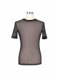 Punk Style Sexy Diamond Mesh Simple Round Neck Design Black Daily Short Sleeved T-Shirt