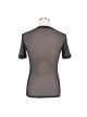 Punk Style Sexy Diamond Mesh Simple Round Neck Design Black Daily Short Sleeved T-Shirt