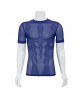 Gothic Style Sexy Diamond Mesh Simple Round Neck Design Blue Daily Short Sleeved T-Shirt