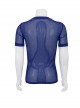 Gothic Style Sexy Diamond Mesh Simple Round Neck Design Blue Daily Short Sleeved T-Shirt