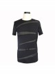 Punk Style Personality Pure Cotton Knitted Splicing Irregular Seam Mesh Black Daily Short Sleeved T-Shirt