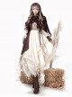 Halloween Show Witch Brown Adventurer Wasteland Style Exotic Punk Lolita Dress Costumes Vest Tassel Cloak Set