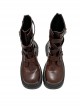 Western Cowboy Cool Punk Lolita Straps Round Toe Heightened Thick Sole Vintage Daily Martin Boots