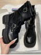 Western Cowboy Cool Punk Lolita Straps Round Toe Heightened Thick Sole Vintage Daily Martin Boots