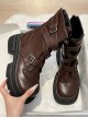 Western Cowboy Cool Punk Lolita Straps Round Toe Heightened Thick Sole Vintage Daily Martin Boots