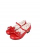 Valentine Day Limited Series Red Bowknot Heart Polka Dot Pattern Lining Sweet Lolita Round Toe Low Heel Mary Jane Shoes