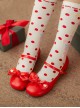 Valentine Day Limited Series Red Bowknot Heart Polka Dot Pattern Lining Sweet Lolita Round Toe Low Heel Mary Jane Shoes