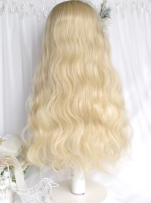 Gem Girl Series Light Golden Doll Sense Mid Split Long Curly Blond Hair Sweet Lolita Full Head Wig