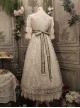 Sally Garden Series Apricot Retro Elegant Gorgeous Mesh Yarn Embroidery Classic Lolita Empire Style Puff Sleeves Dress