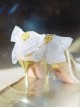 Hera Series Shining Elegant Flower Wedding Pearl Chain Bowknot Classic Lolita Gold Stiletto Pointed High Heels Shoes