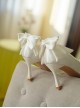 White Moonlight Series French Elegant White Lace Bowknot Pearl Classic Lolita Satin Pointed Stiletto Heels Shoes